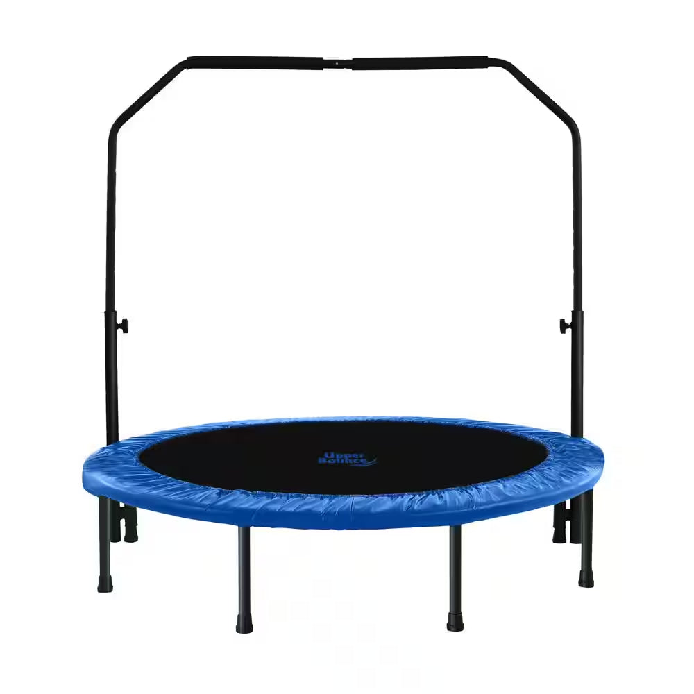 Machrus 40 In. Mini Trampoline with Adjustable Handbar - round Foldable Rebounder Fitness Trampoline