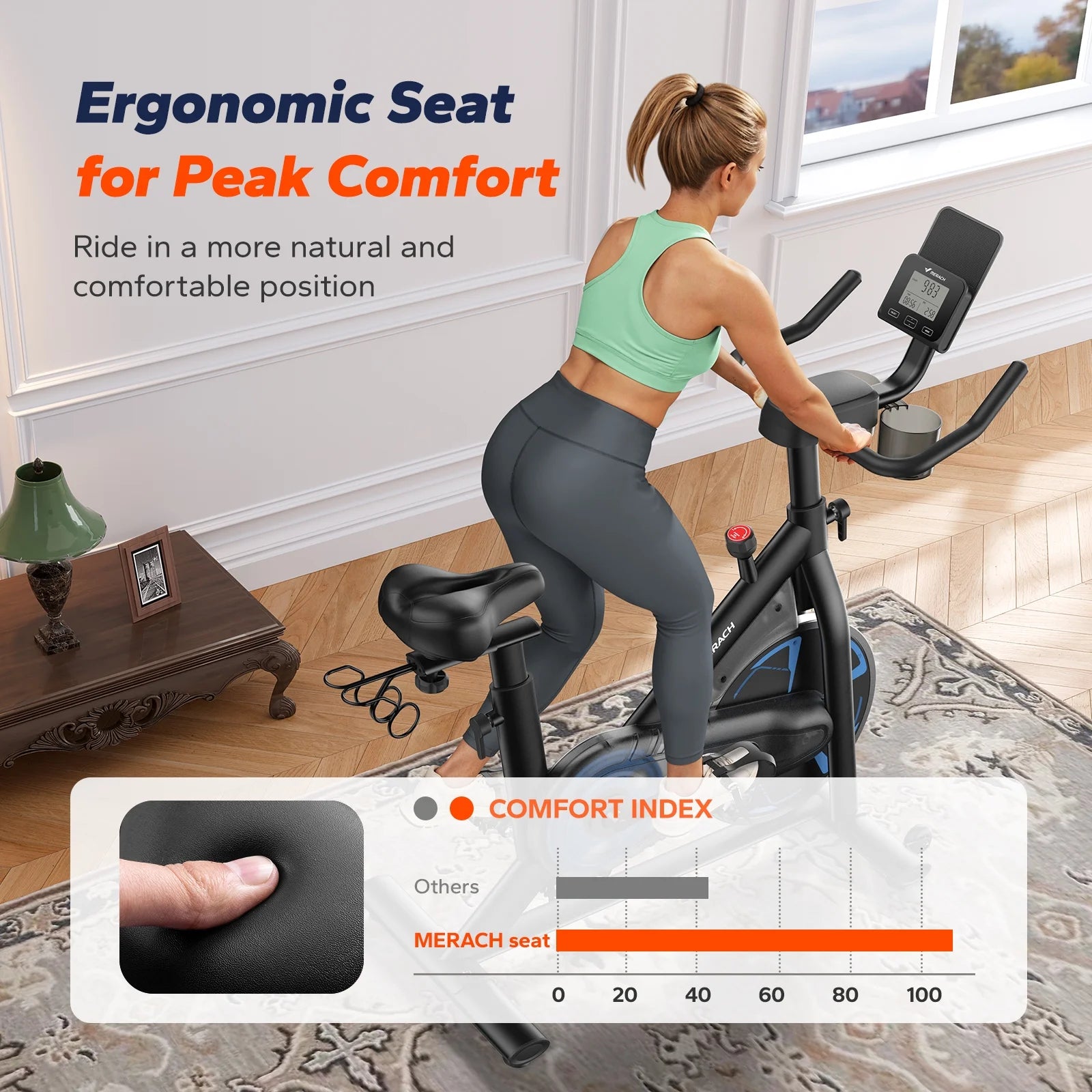 Exercise Bike, Stationary Bikes for Home, Magnetic Indoor Cycling Bike, 330Lbs Capacity & Comfortable Seat Cushion & Tablet Mount for Weight Loss Gym Cardio