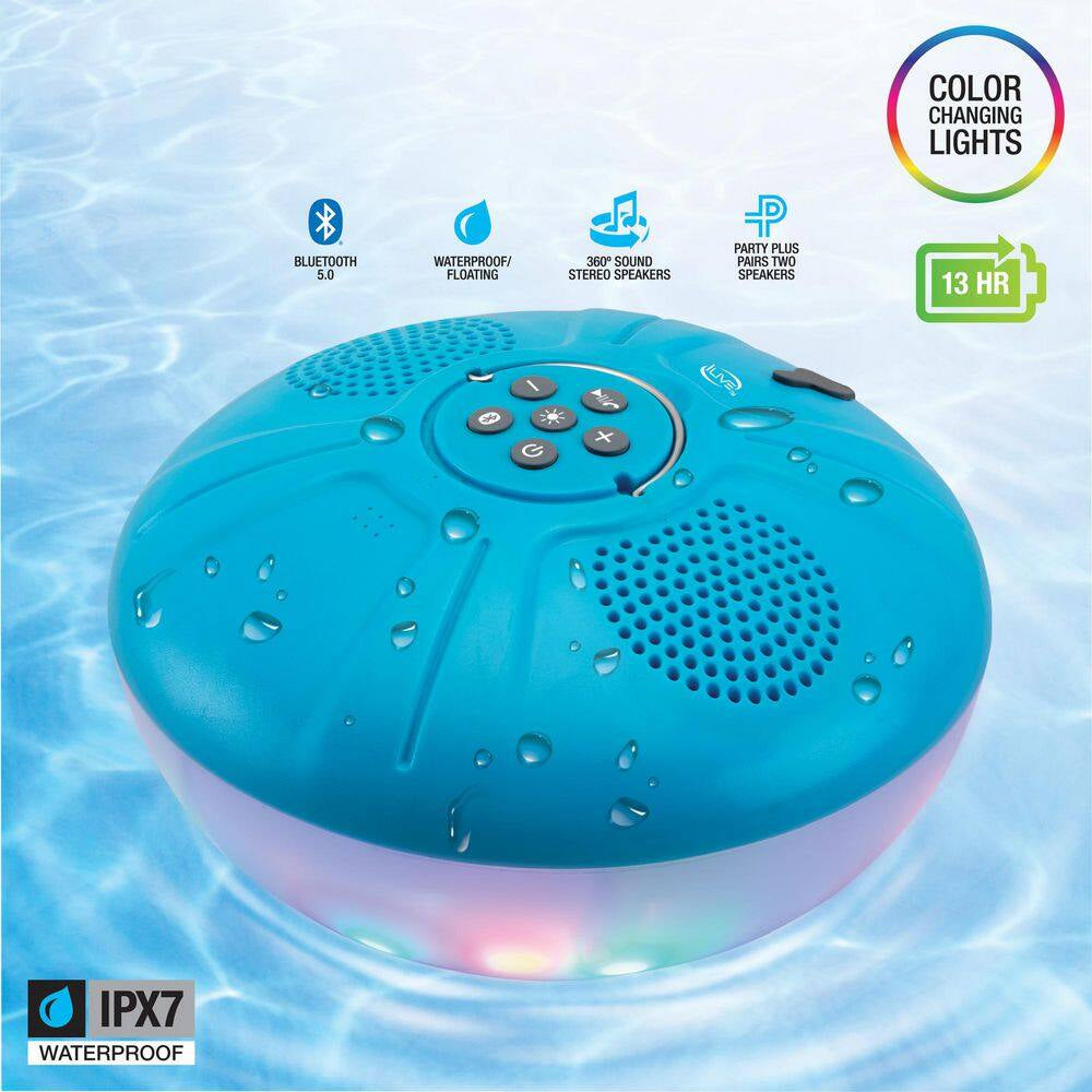 Portable IPX7 Waterproof Wireless Floating Speaker with Color Changing Light Effects