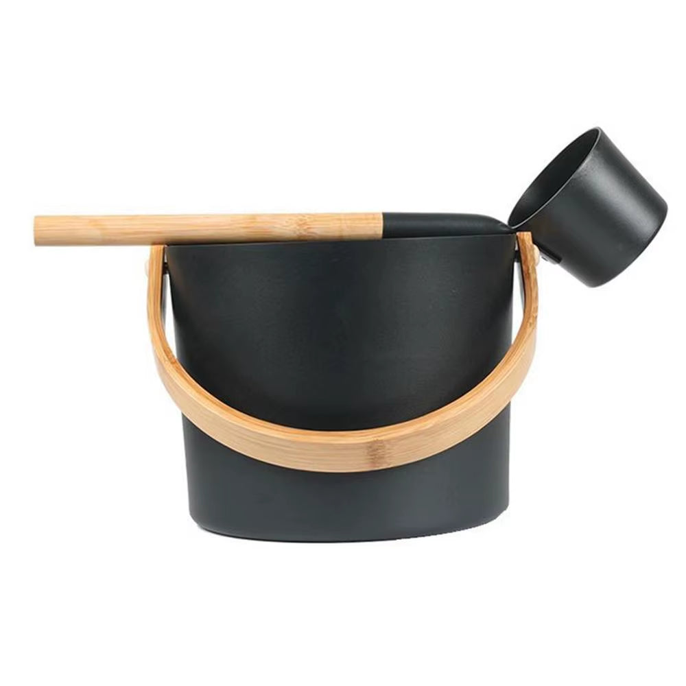 7L Aluminum Sauna Bucket Set with Long Handle Spoon Portable Bath Sauna Barrel Shower Bath Bucket for Sauna Accessories