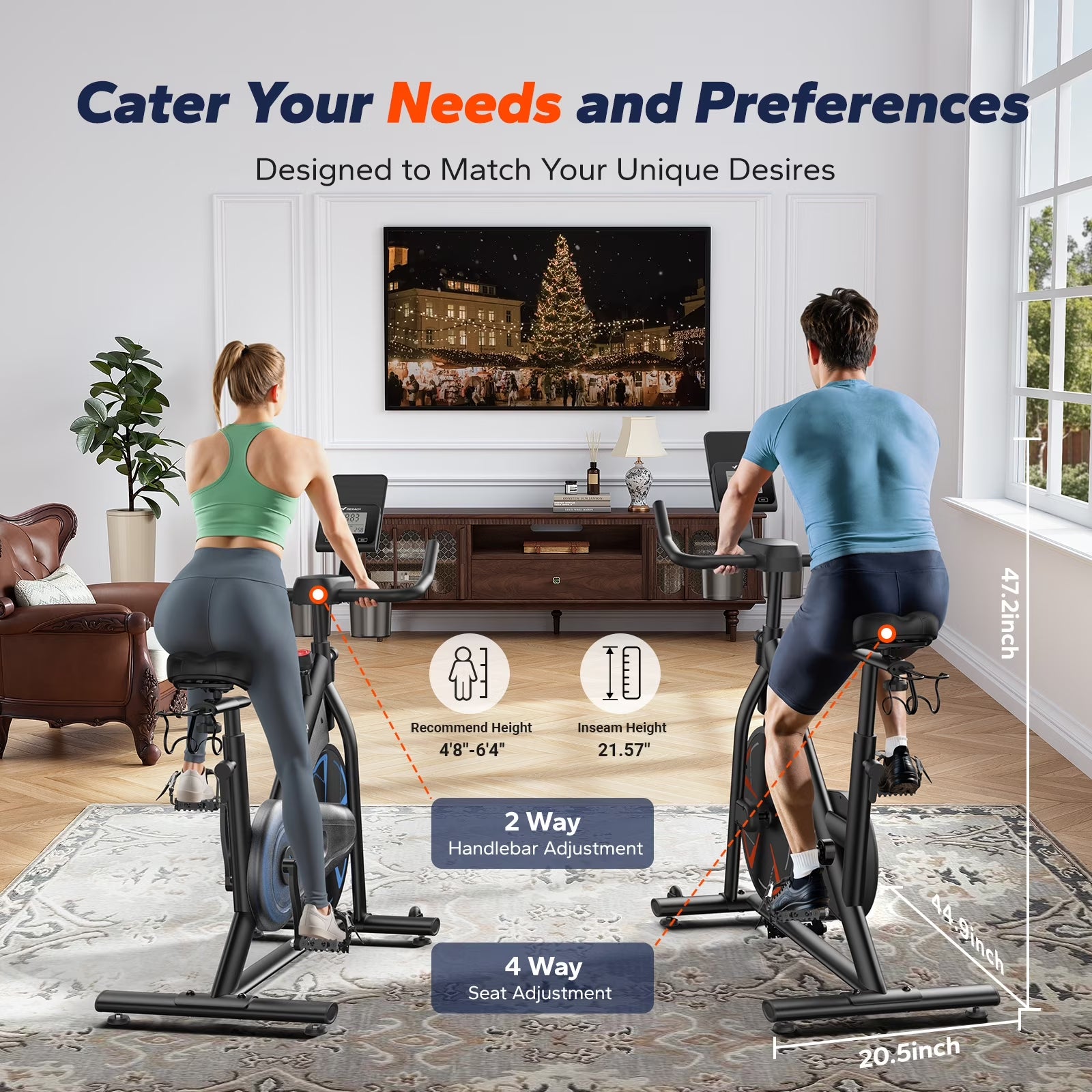 Exercise Bike, Stationary Bikes for Home, Magnetic Indoor Cycling Bike, 330Lbs Capacity & Comfortable Seat Cushion & Tablet Mount for Weight Loss Gym Cardio