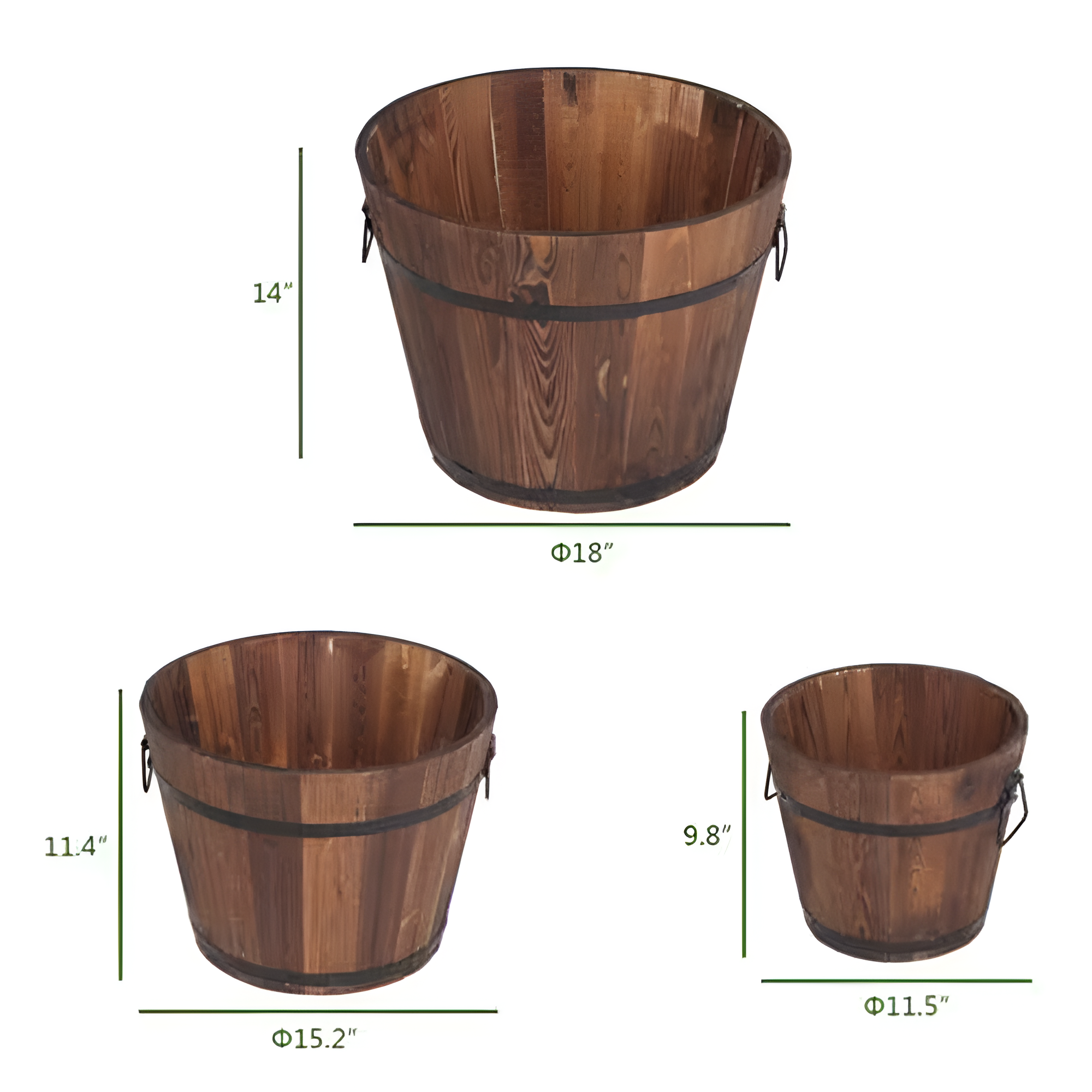 ZenPlunge Wellness Wooden Bucket Barrel (Set of 3)
