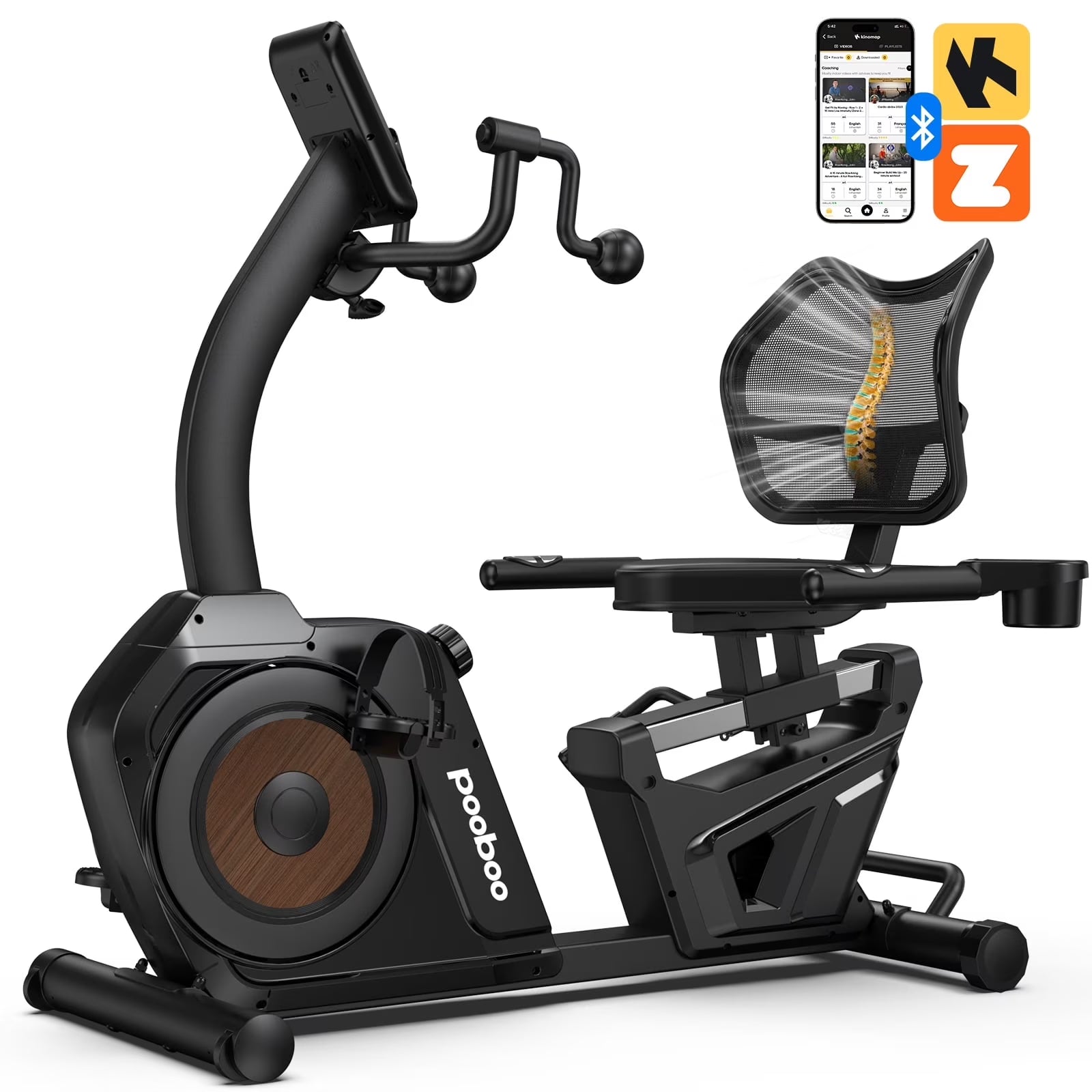 Magnetic Recumbent Exercise Bike, Stationary Bikes for Home with Arm Exerciser, with Ergonomic Backrest & Comfortable Seat, Smart APP, Pulse Sensor, 400LBS