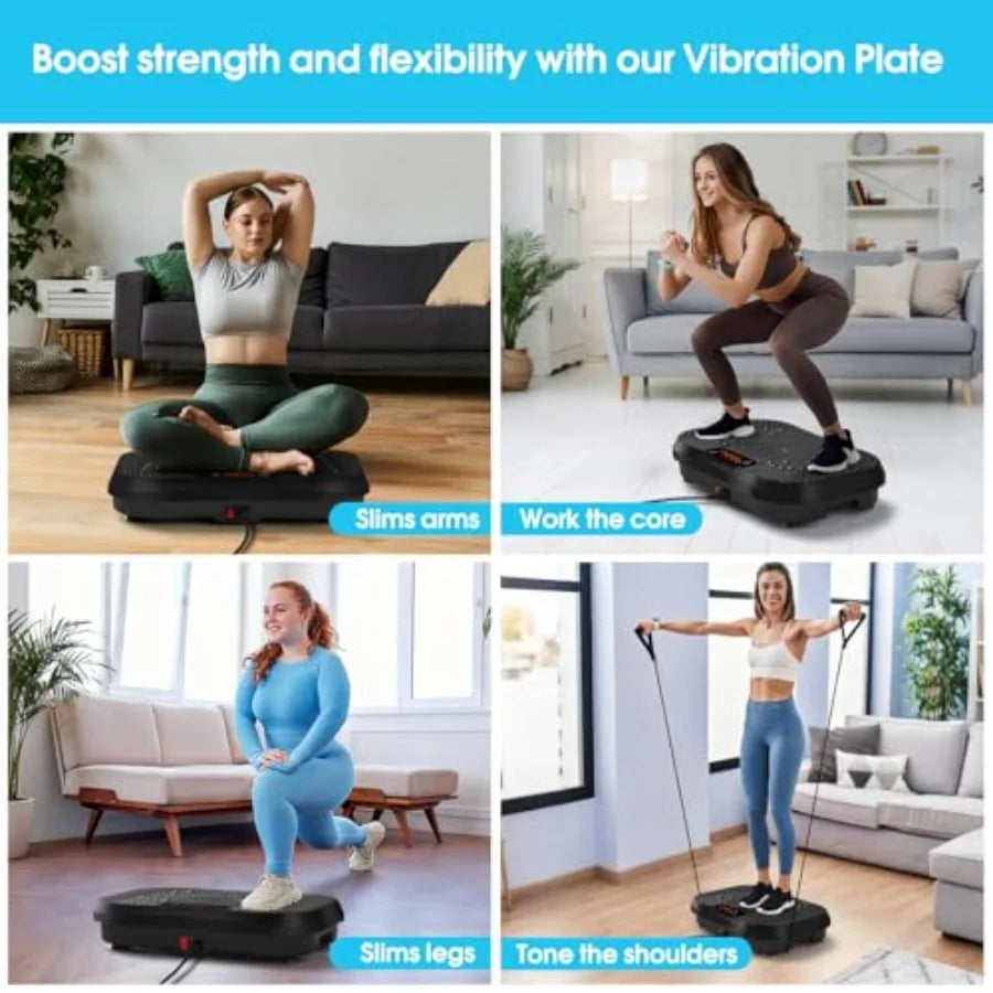 Softgym Vibration Plate Exercise Machine for Lymphatic Drainage Power Vibrate Stand Shake Board 450 Lbs Capacity Whole Body Wor