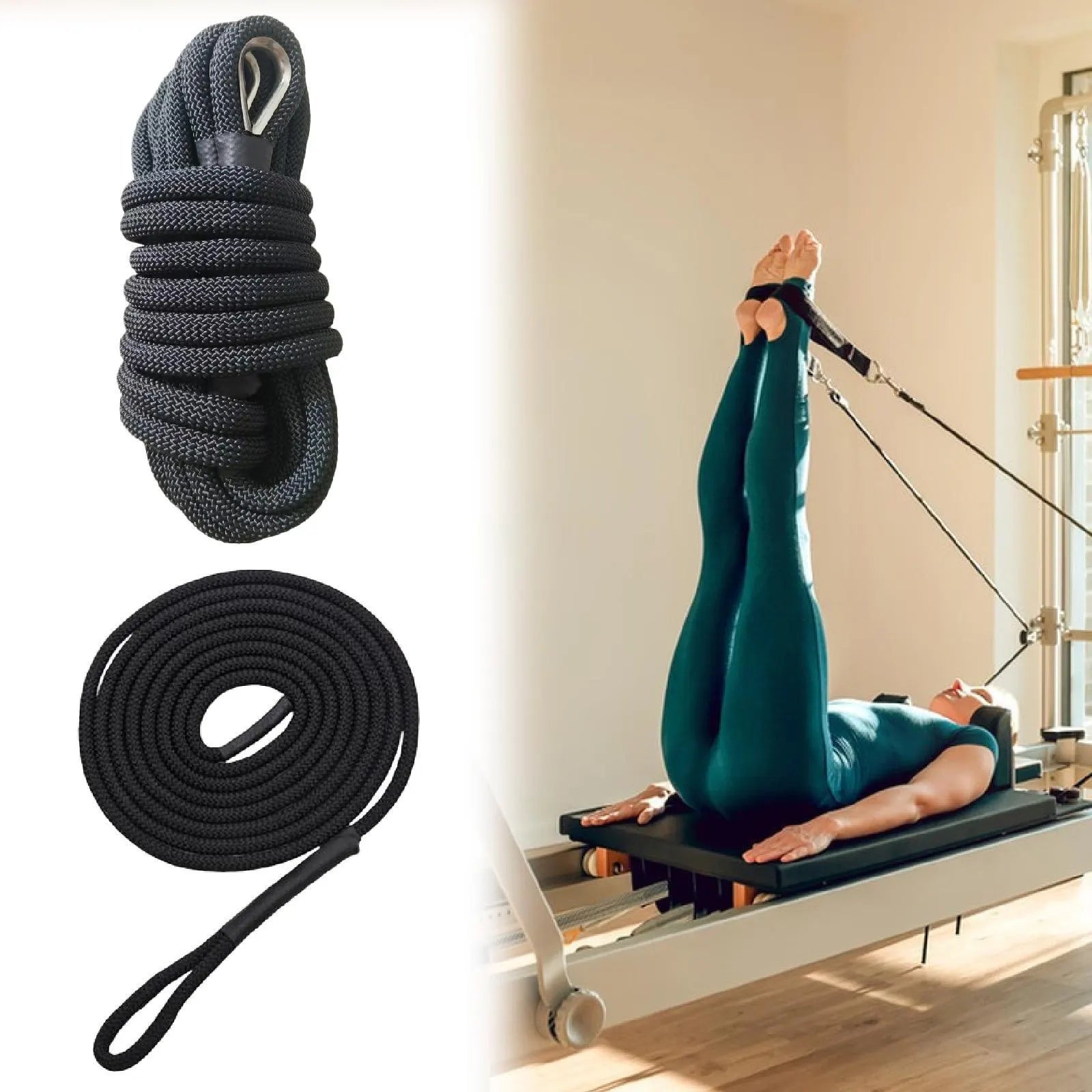 Pilates Reformer Pull Rope Part for Yoga Exercise Equipment Balance Training with Iron Ring Versatile Professional Band Strap