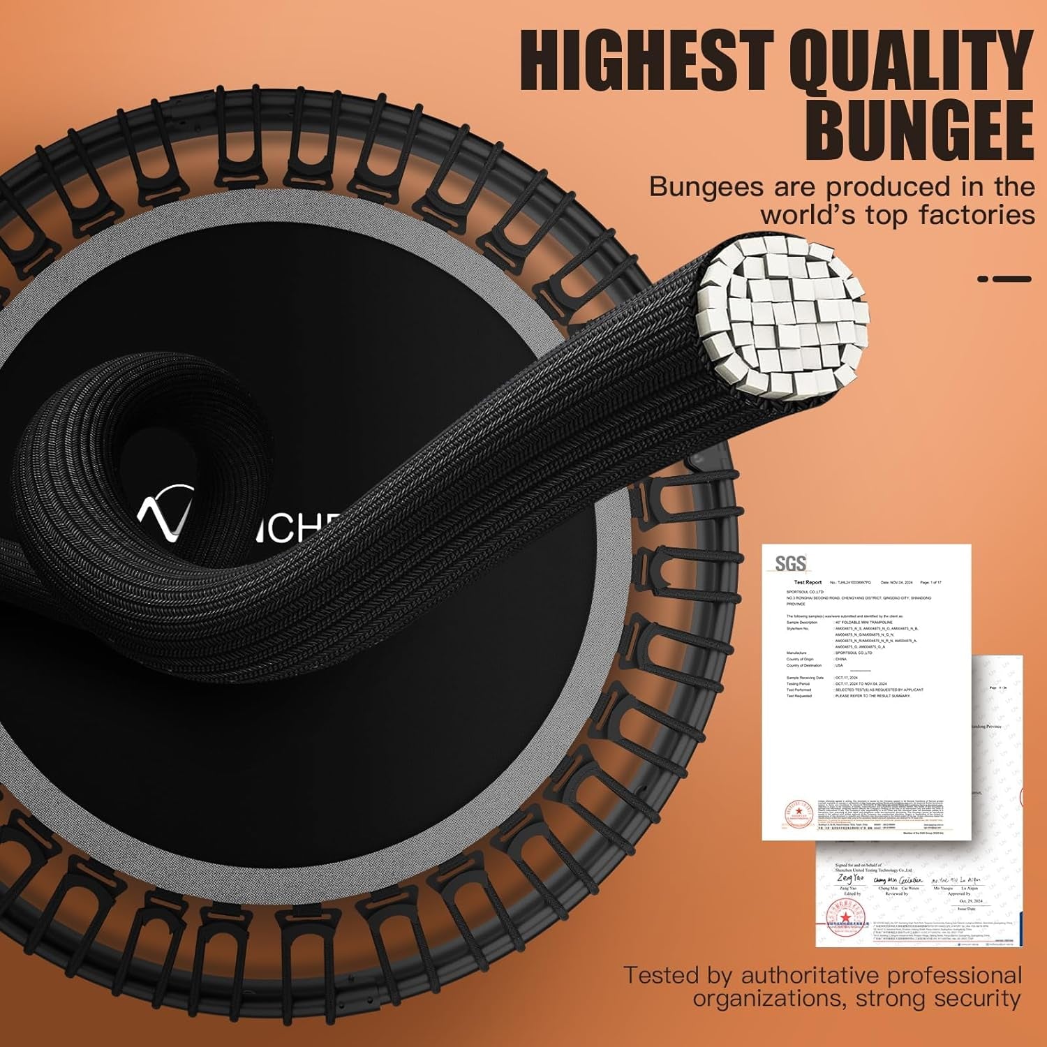 Foldable Rebounder Trampoline for Adults/Kids with Resistance Bands and Bungees, 40"/48" Indoor & Outdoor Mini Trampoline with Bar and Safety Padding
