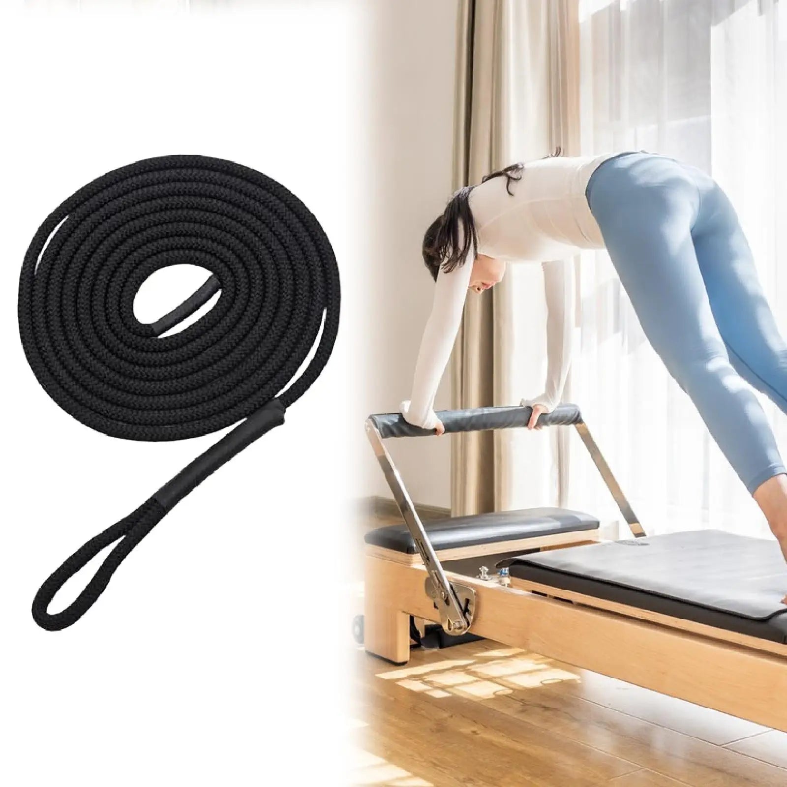 Pilates Reformer Pull Rope Part for Yoga Exercise Equipment Balance Training with Iron Ring Versatile Professional Band Strap