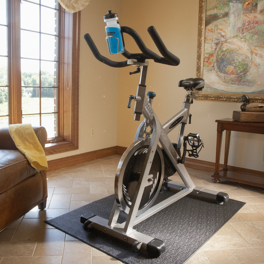 - Bike Mat - Standard Quality Dense Foam Vinyl - Fitness Equipment Mat, Black, 36" X 48"