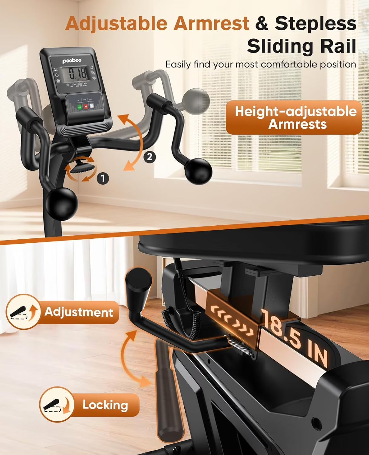 Magnetic Recumbent Exercise Bike, Stationary Bikes for Home with Arm Exerciser, with Ergonomic Backrest & Comfortable Seat, Smart APP, Pulse Sensor, 400LBS