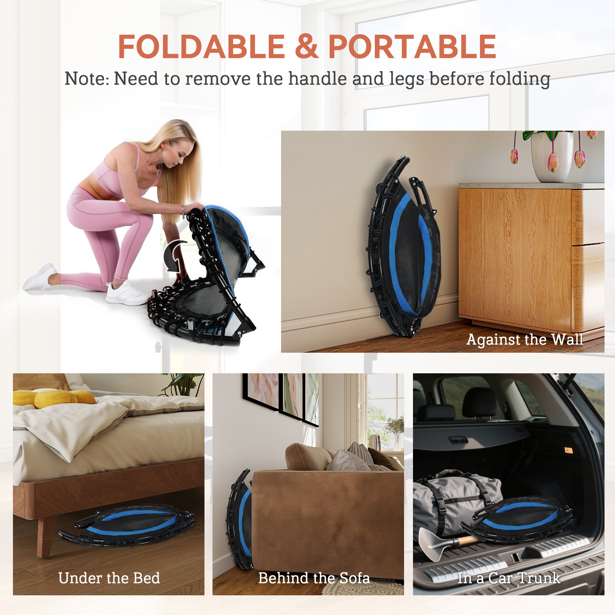 Soozier Rebounder Trampoline for Adults, Foldable Trampoline