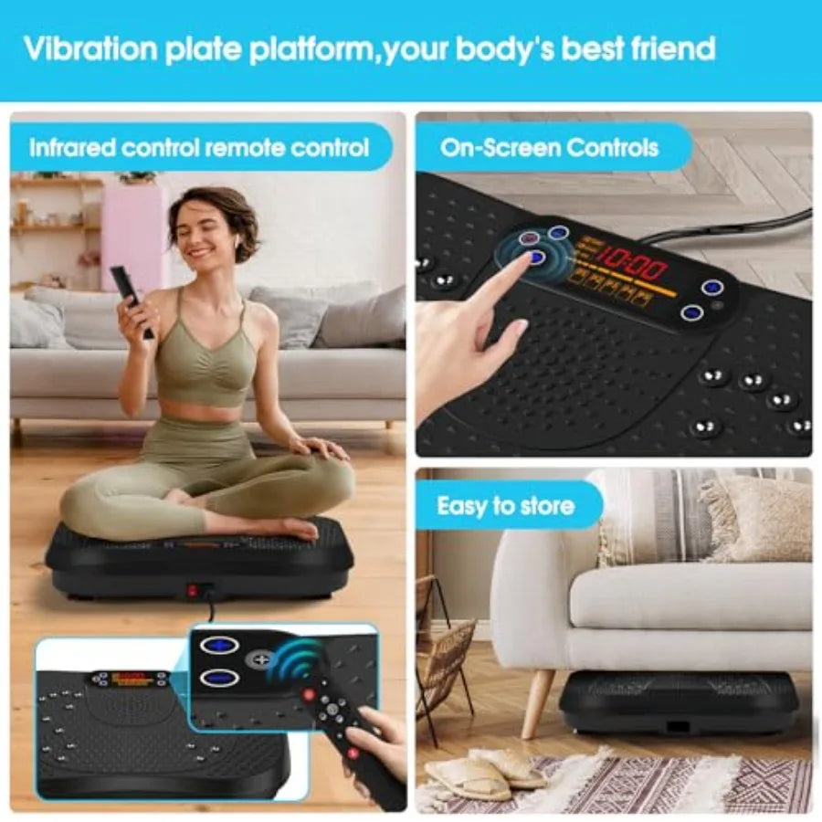 Softgym Vibration Plate Exercise Machine for Lymphatic Drainage Power Vibrate Stand Shake Board 450 Lbs Capacity Whole Body Wor