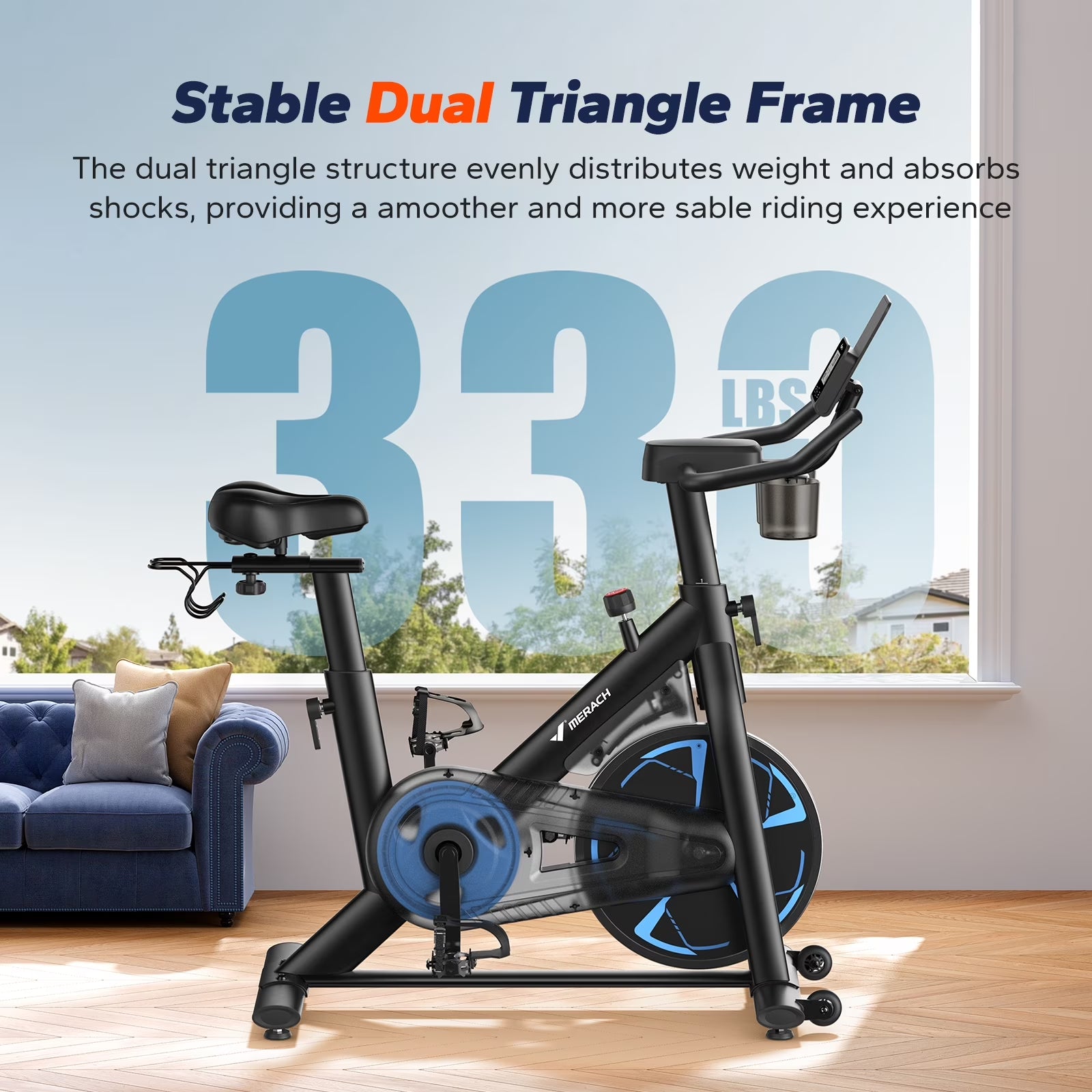 Exercise Bike, Stationary Bikes for Home, Magnetic Indoor Cycling Bike, 330Lbs Capacity & Comfortable Seat Cushion & Tablet Mount for Weight Loss Gym Cardio