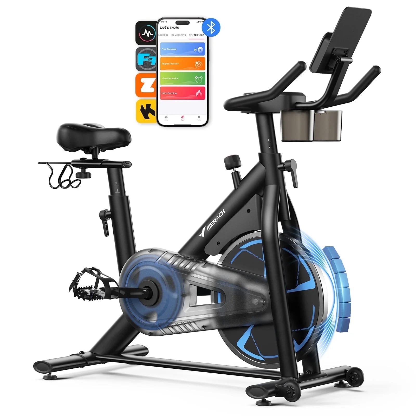 Exercise Bike, Stationary Bikes for Home, Magnetic Indoor Cycling Bike, 330Lbs Capacity & Comfortable Seat Cushion & Tablet Mount for Weight Loss Gym Cardio