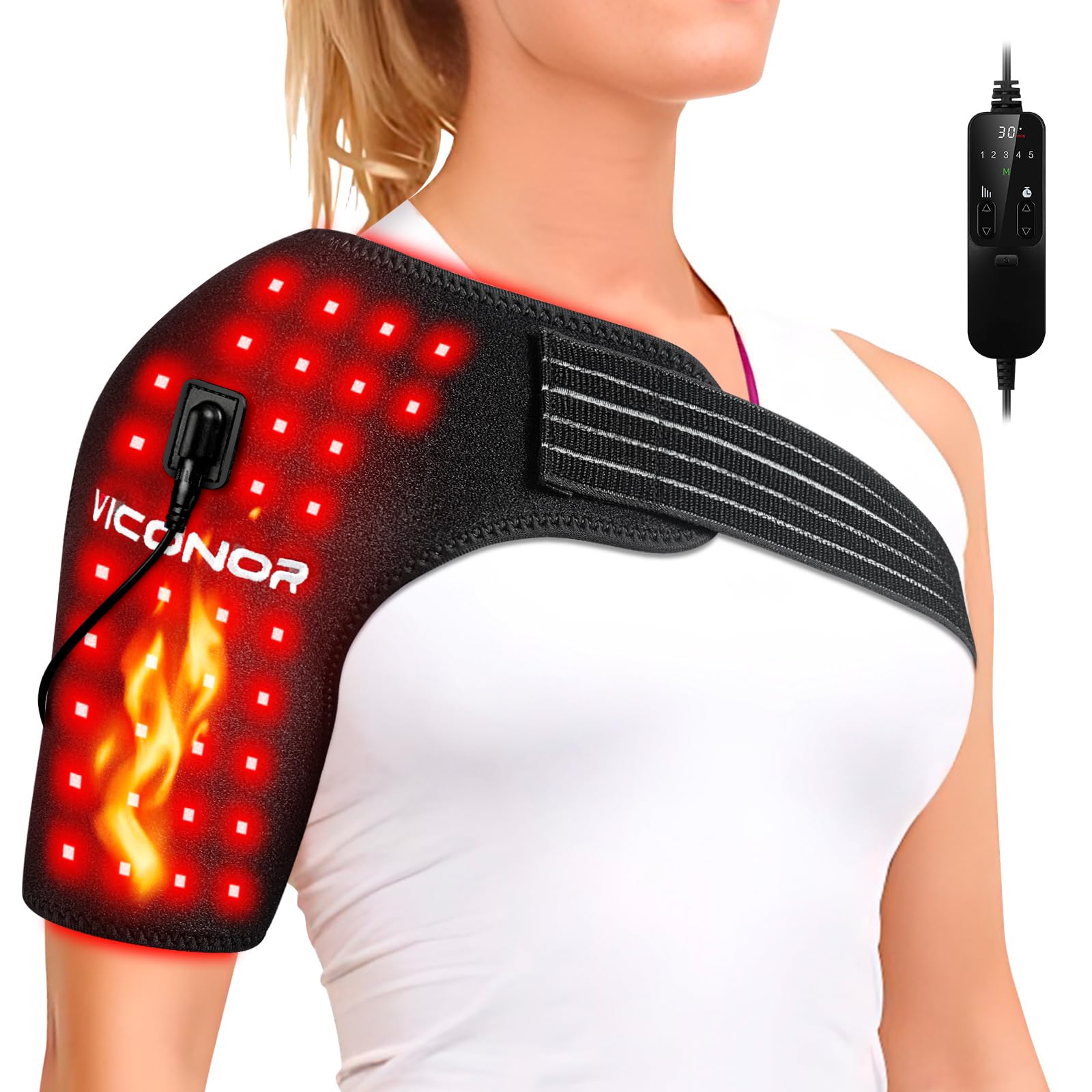 Red Light Therapy Shoulder，Shoulder Heating PadInfrared Light Therapy for BodyShoulder Brace，660nm&850nm Red Light Heated Shoulder Wrap