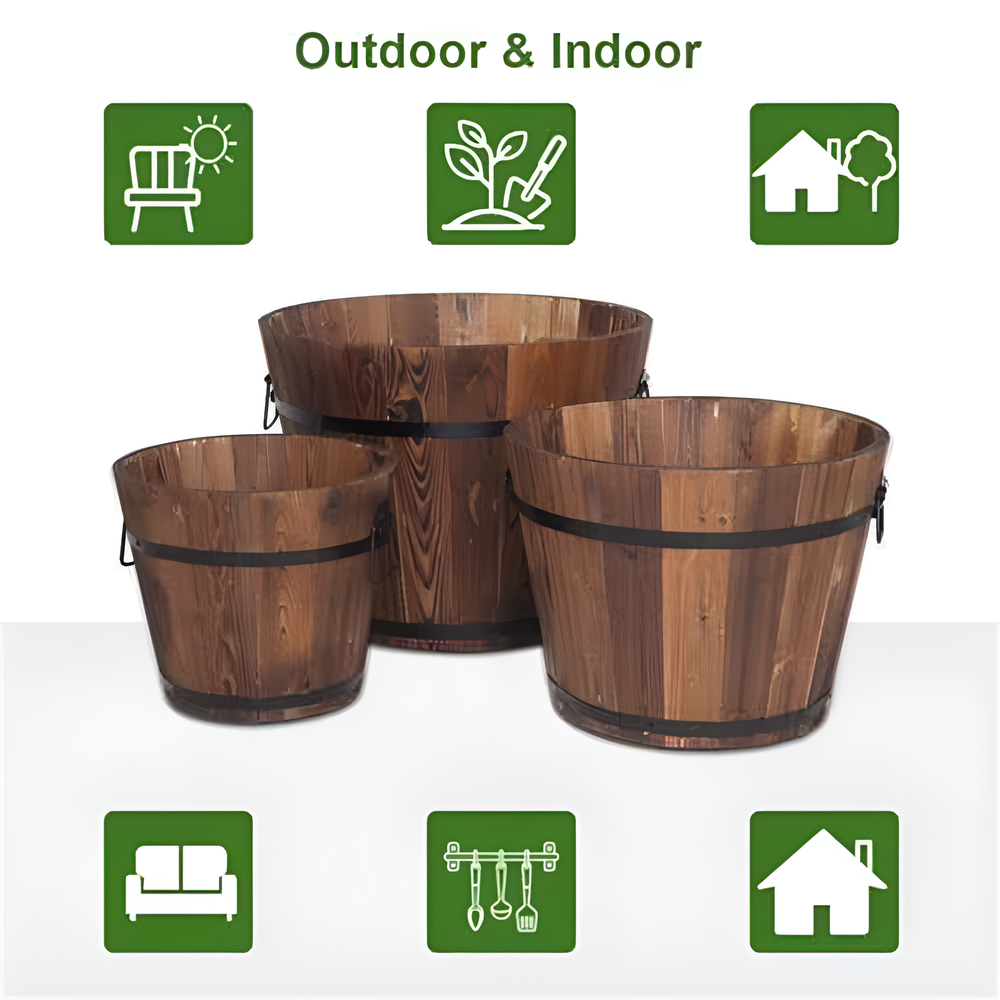 ZenPlunge Wellness Wooden Bucket Barrel (Set of 3)