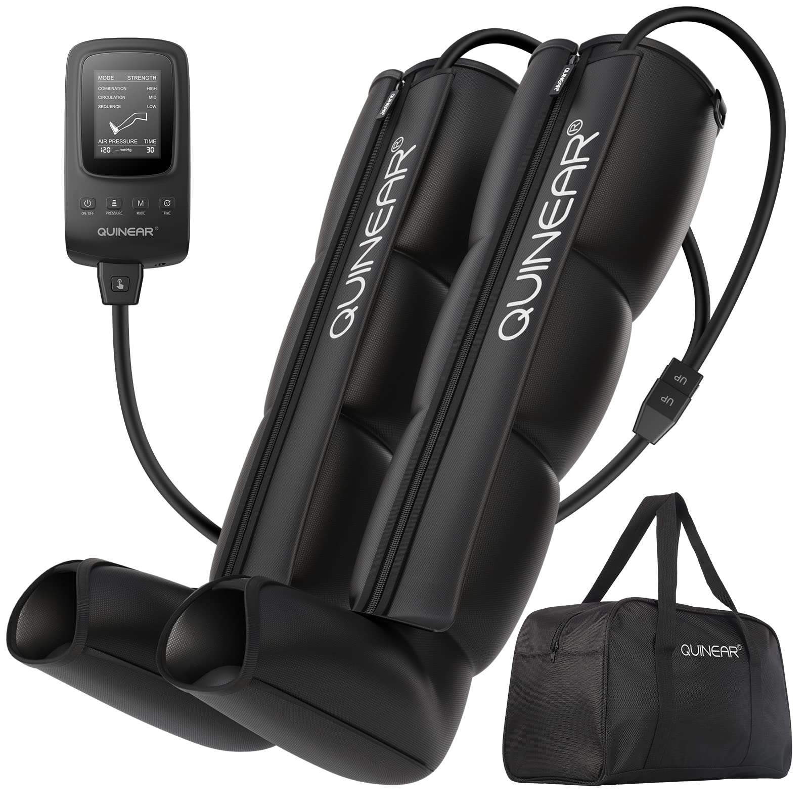 QUINEAR Air Compression Recovery System Professional Sequential Device for Massage Therapy Foot and Leg Recovery Boots to Improve Circulation for Athletes (Large)