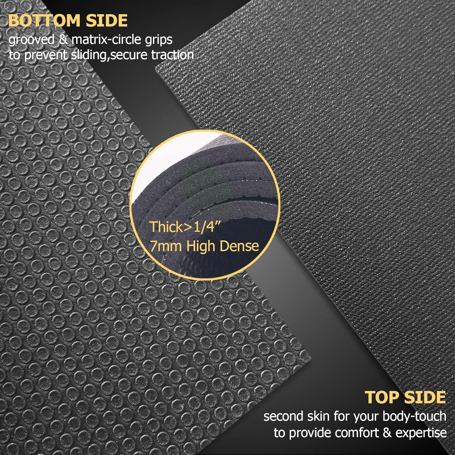 Large Exercise Mat 6'X4'/6'X5'/6'X6'(7Mm), Thick Workout Mats for Home Gym Flooring, Extra Wide Non-Slip Durable Cardio Mat, Shoe Friendly, Perfect for Plyo, MMA, Jump Rope, Weights, Fitness