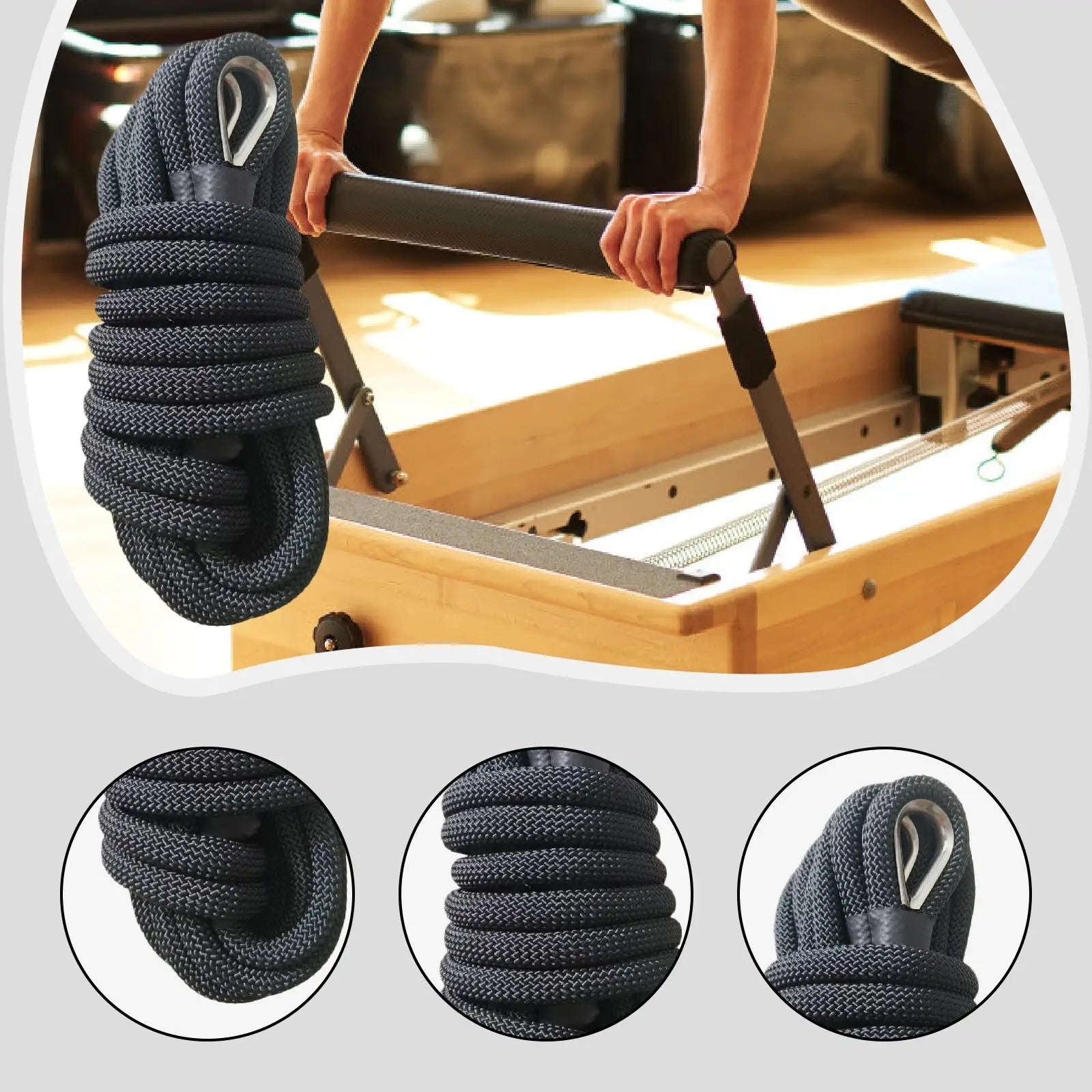 Pilates Reformer Pull Rope Part for Yoga Exercise Equipment Balance Training with Iron Ring Versatile Professional Band Strap
